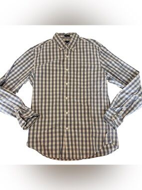 J Crew Shirt Mens M Blue White Plaid Check Flex Button Down Slim Fit